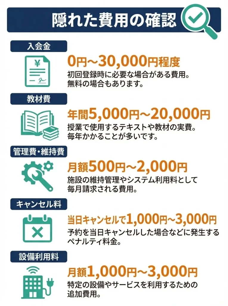 隠れた費用の確認