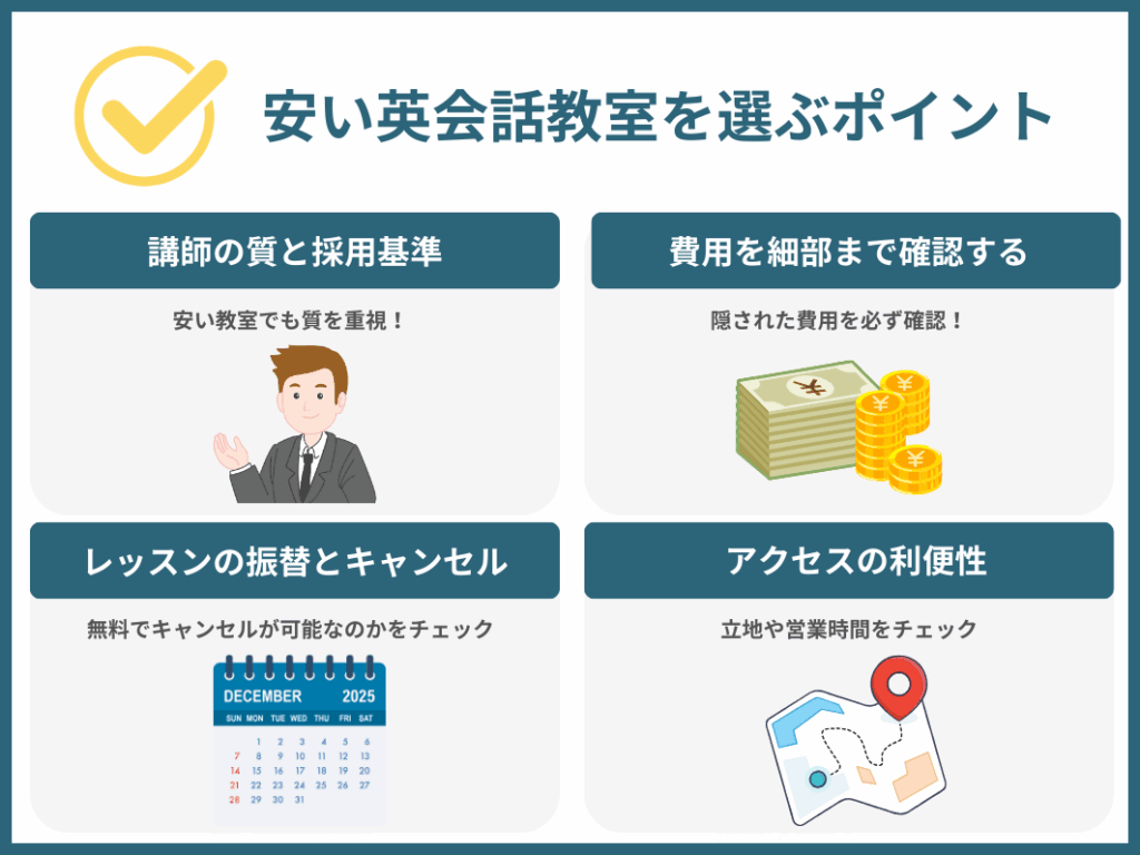 新宿でおすすめの安い英会話教室を選ぶ際の4つのチェックポイント
