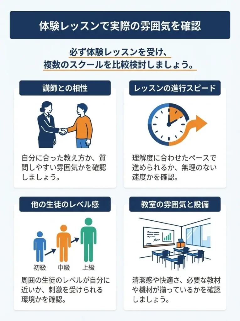 5. 体験レッスンで実際の雰囲気を確認