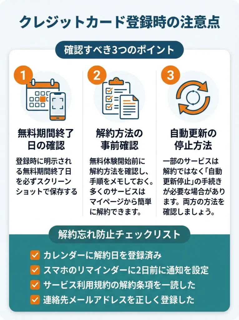 クレジットカード登録時の注意点