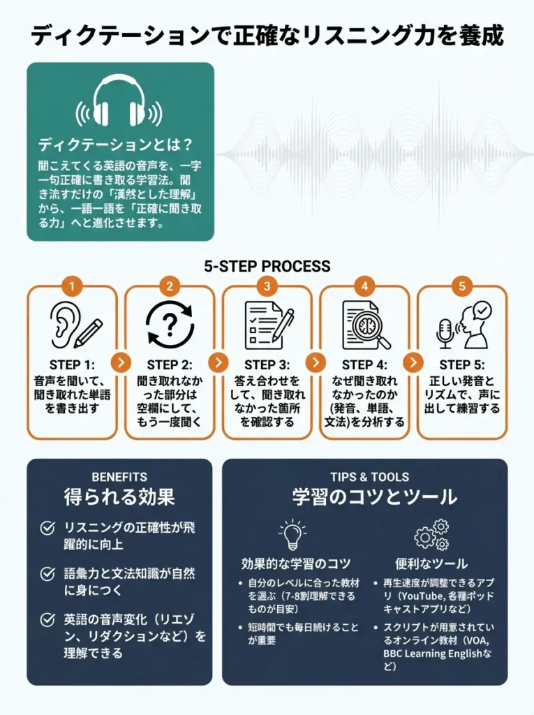 ディクテーションで正確なリスニング力を養成