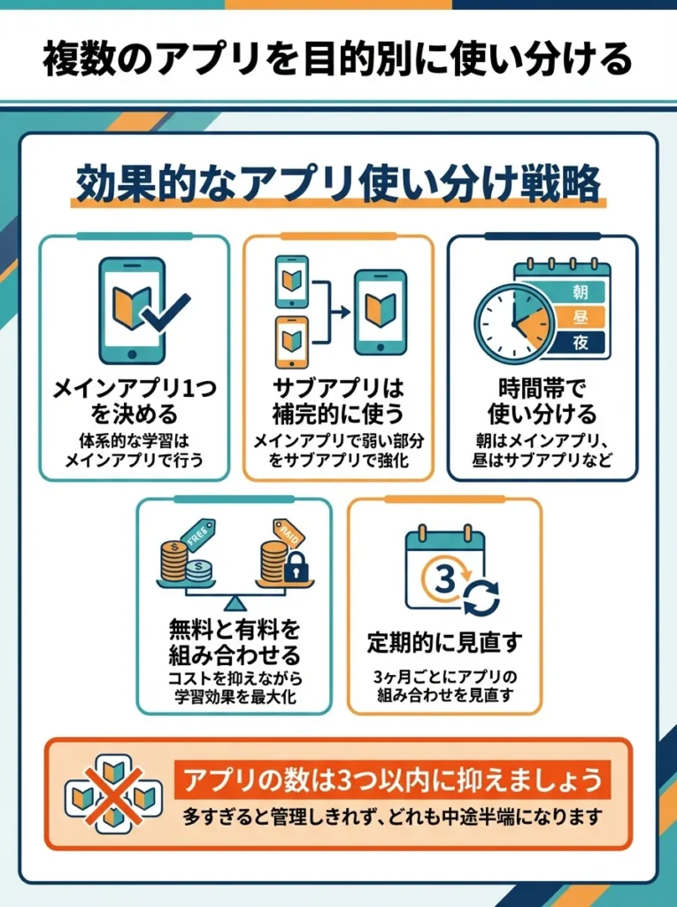 複数のアプリを目的別に使い分ける