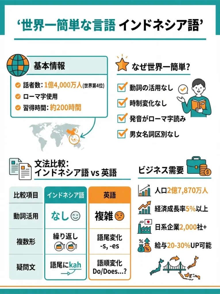 第2位 インドネシア語（世界一簡単な言語）