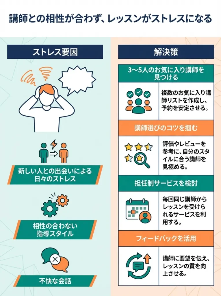 理由4 講師との相性が合わず、レッスンがストレスになる