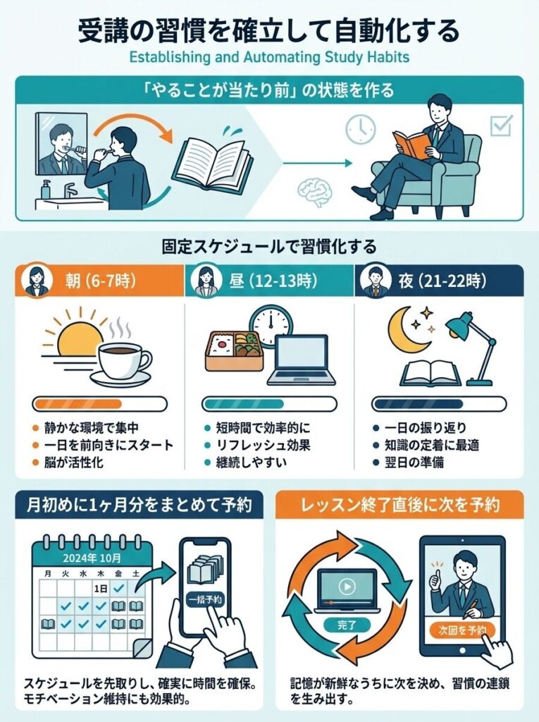 受講の習慣を確立して自動化する