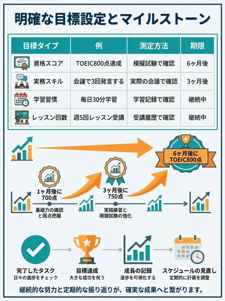 明確な目標設定とマイルストーン
