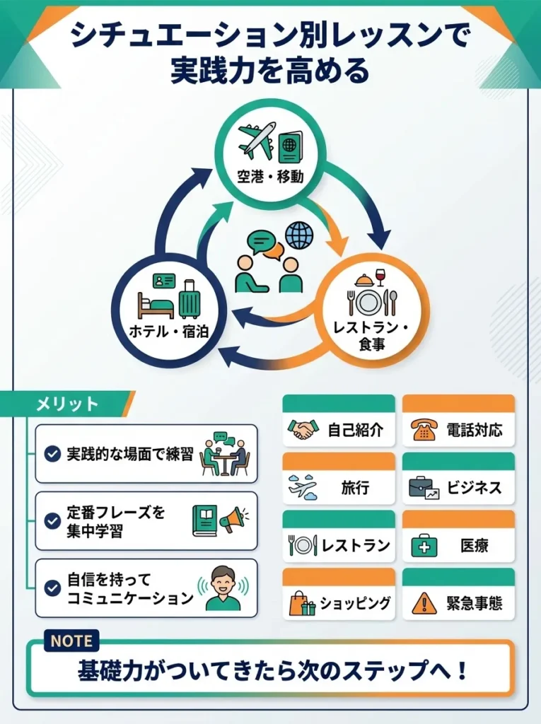 シチュエーション別レッスンで実践力を高める