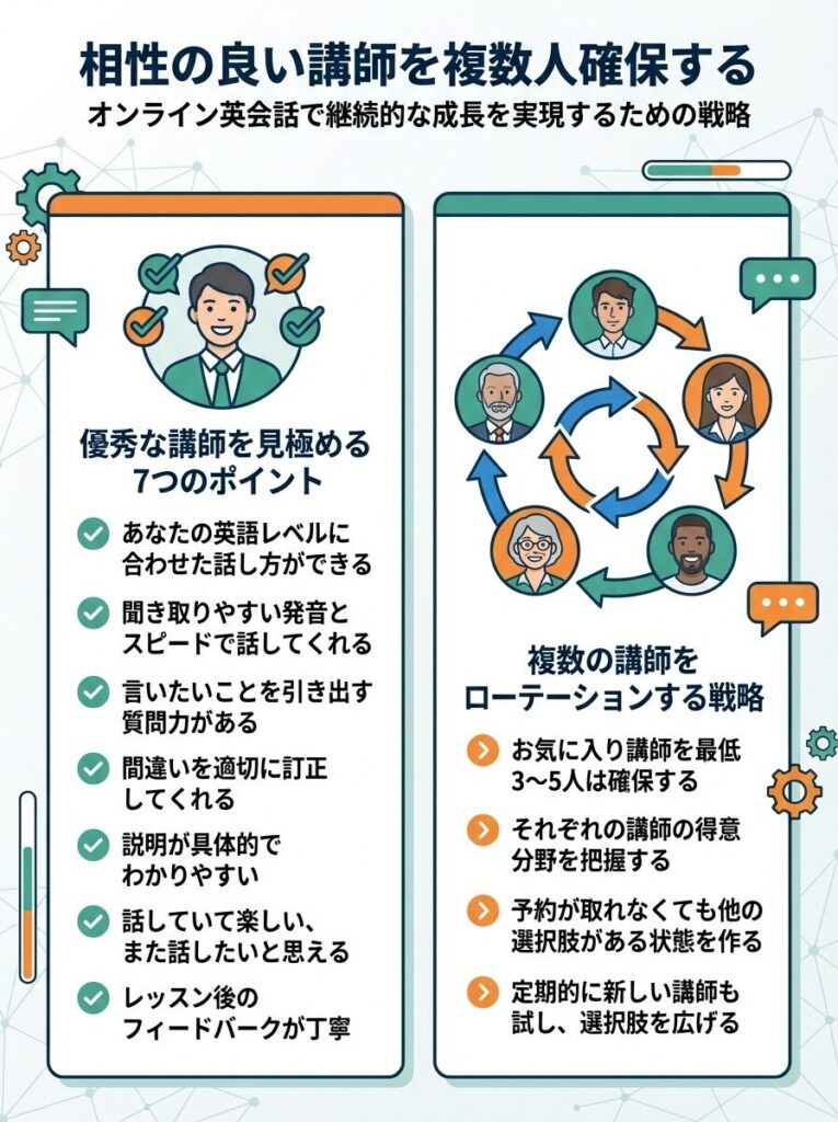 相性の良い講師を複数人確保する