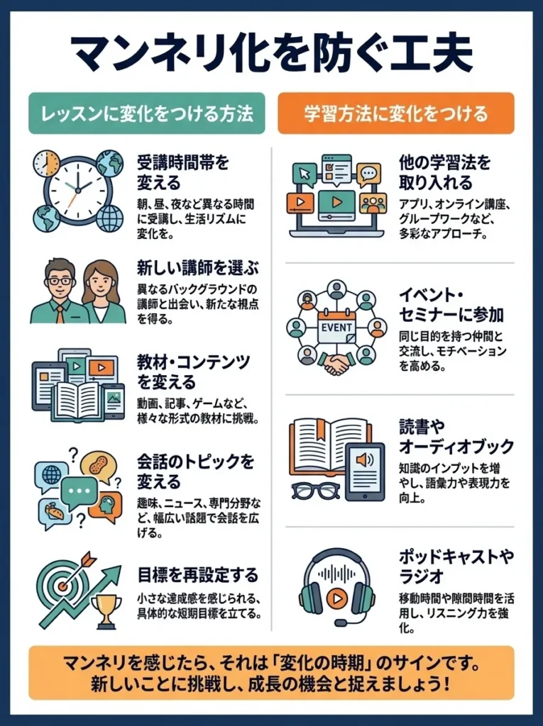 マンネリ化を防ぐ工夫