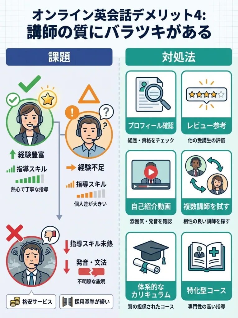 デメリット4 講師の質にバラツキがある