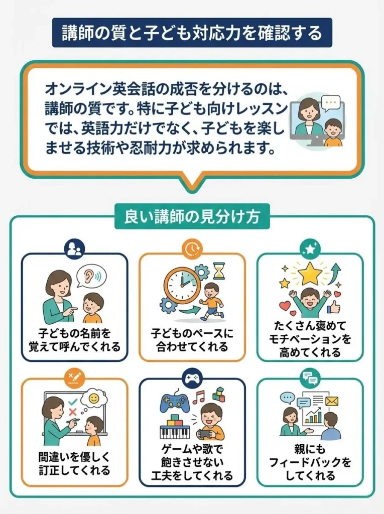 講師の質と子ども対応力を確認する