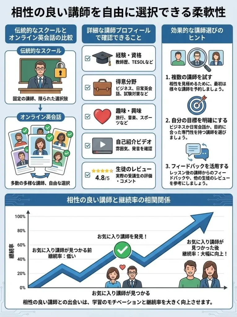相性の良い講師を自由に選択できる柔軟性
